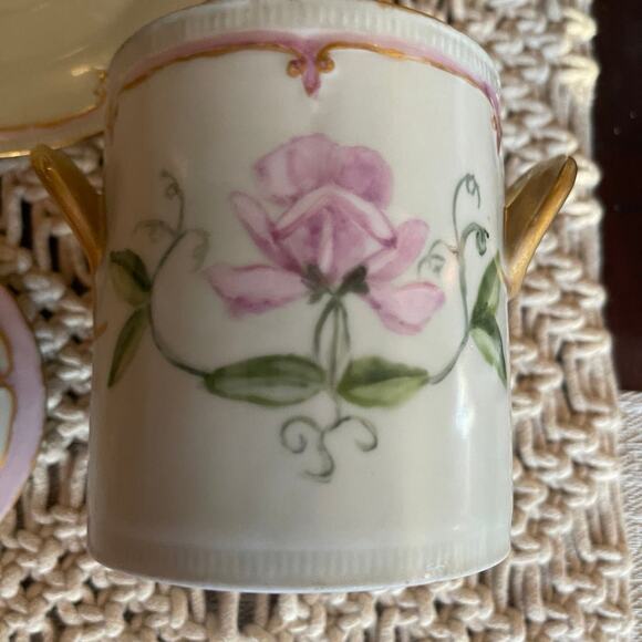 Zeh Scherzer & Co. ZS and Co. pink floral condensed milk container and plate - Picture 5 of 12